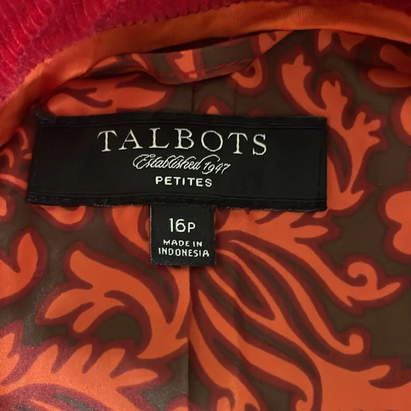 Talbots Red Corduroy Blazer Jacket - Picture 4 of 5